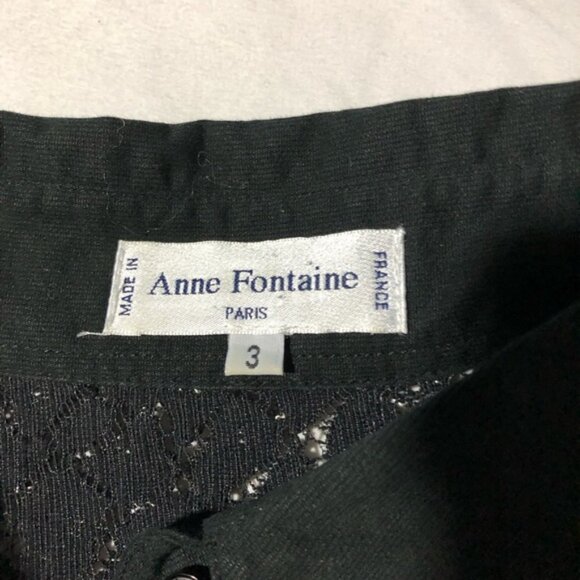 Anne Fontaine black white open knit lace collared long sleeve blouse sz 3 sheer - Picture 3 of 11